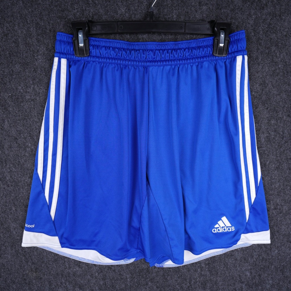 Adidas Climacool Soccer Shorts Men Large Blue Excellent 3-Stripe Athletic Gym